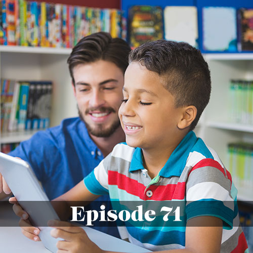 Male teacher with young male student on a digital tablet, post about rethinking the public school experience