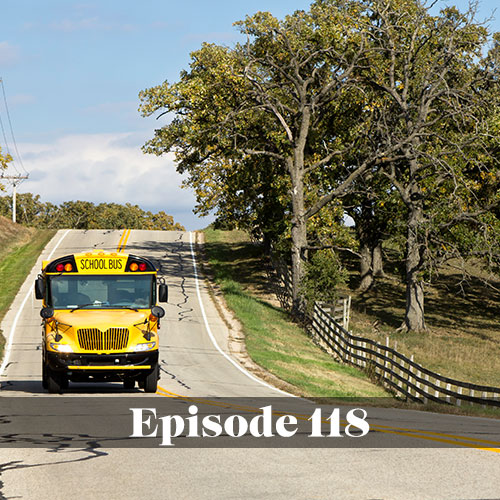 Rural education, school bus on a country road