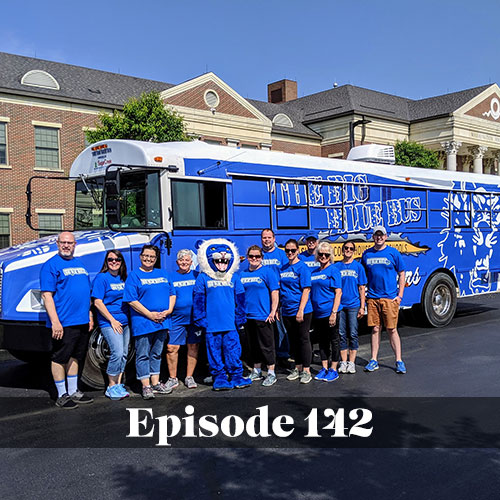 The Big Blue Bus of Washington Court House with team members in front of it